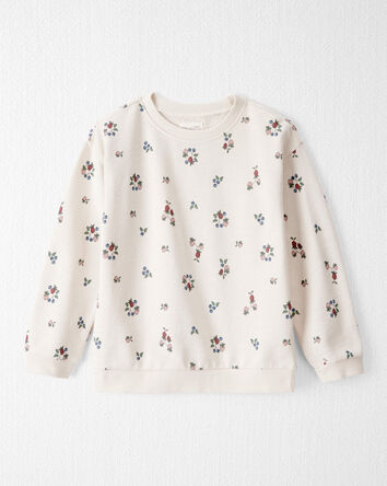 Girls Organic Cotton French Terry Sweatshirt in Berry Blossom Print, 