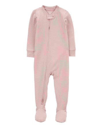 Baby Girl 1-Piece Striped PurelySoft Footie Pajamas, 