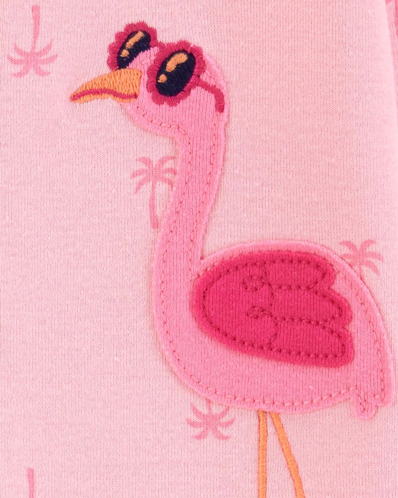 Baby Girl Flamingo Print Snug Fit Cotton Footless 1-Piece Pajamas - Pink, image 2 of 4 slides
