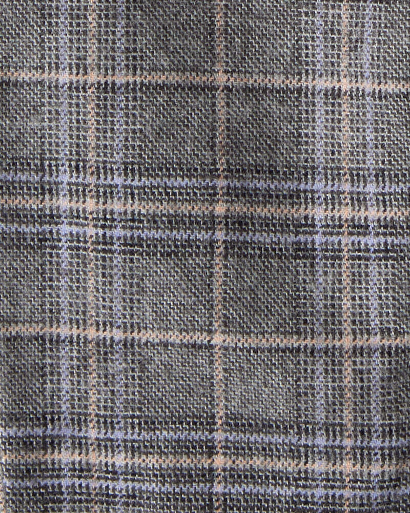 Baby Boy Plaid Cotton Pants With Suspenders - Grey, image 3 of 4 slides