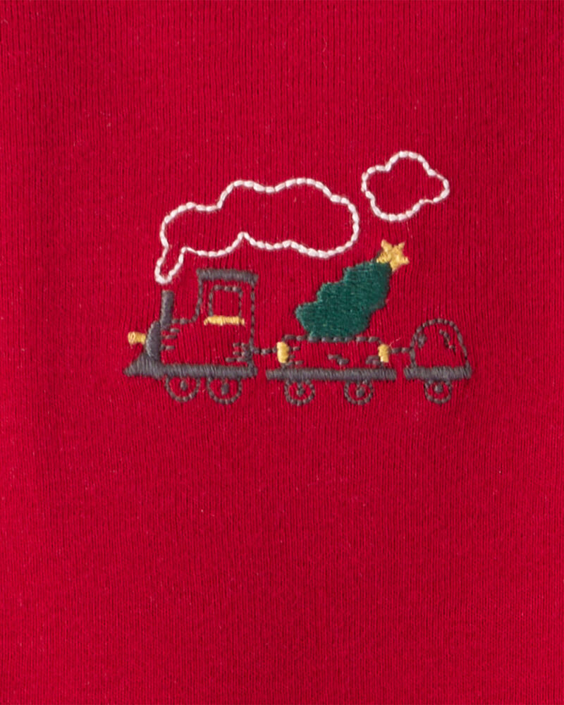 Baby Boy 3-Piece Train Print Long-Sleeve Bodysuits & Pant Set - Red/White, image 4 of 7 slides