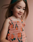 Toddler Girl Smocked Bib Top in Clementine Grove Print - Light Pink, image 5 of 6 slides