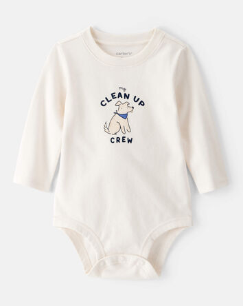 Baby Cotton Long-Sleeve Graphic Bodysuit - Ivory, 