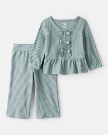 Baby Girl 2-Piece Long-Sleeve Tee & Pant Set - Green, 