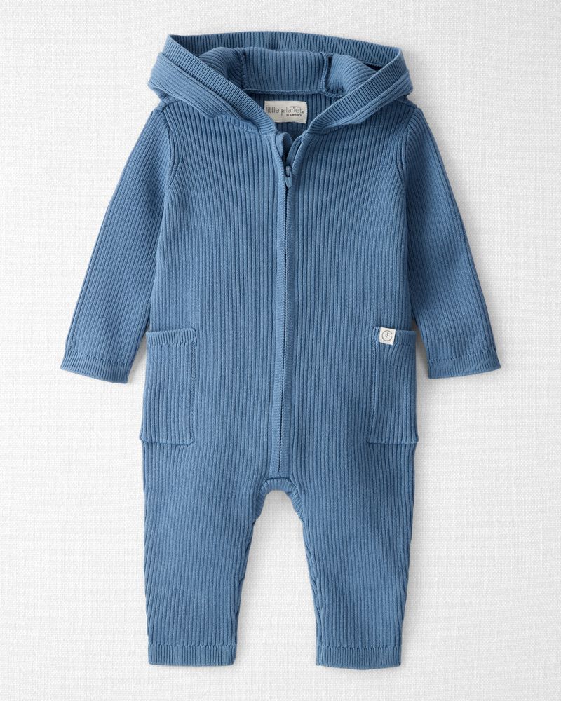 Baby Organic Cotton Ribbed Sweater Knit Jumpsuit, image 1 of 4 slides