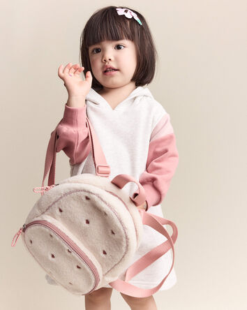 Heart Sherpa Backpack - Cream/Pink, 