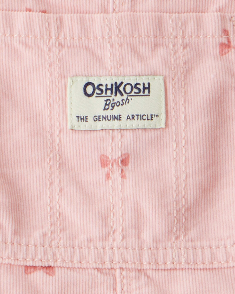 Toddler Girl Bow Print Corduroy Overalls - Pink, image 3 of 4 slides