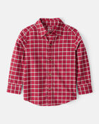 Toddler Boy Plaid Cotton Long-Sleeve Button-Down Shirt - Red, image 1 of 4 slides