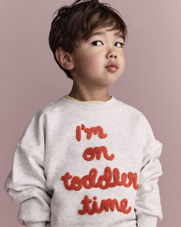Toddler 'I'm On Toddler Time'  Dolman-Sleeve Sweatshirt - Heather Grey, 