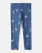 Toddler Girl 2-Piece Floral Cotton Top & Stretch Leggings Set - Blue, image 5 of 9 slides