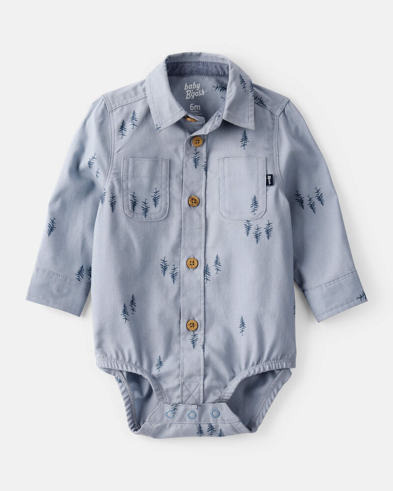 Baby Boy Woven Fashion Bodysuit - Blue, image 1 of 4 slides