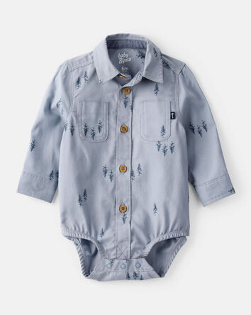 Baby Boy Woven Fashion Bodysuit - Blue, 