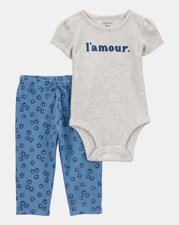 Baby 2-Piece L'Amour Short-Sleeve Bodysuit Pant Set, 