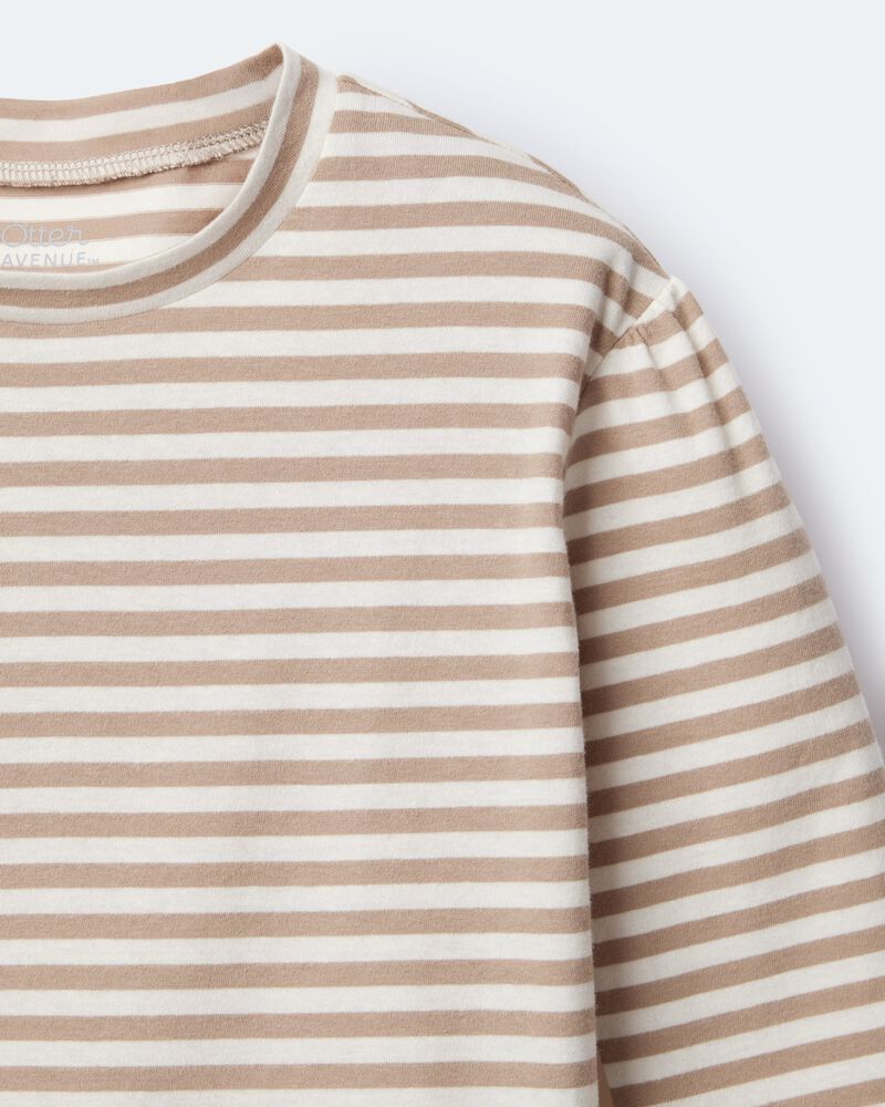 Toddler Girl Striped Long-Sleeve Relaxed Tee - Cream/Tan, image 7 of 7 slides