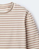 Toddler Girl Striped Long-Sleeve Relaxed Tee - Cream/Tan, image 7 of 7 slides