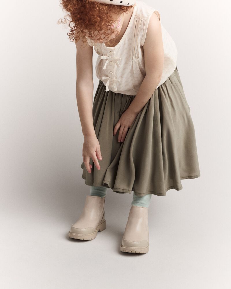 Toddler Girl Sleeveless Bow Top in Rainbow Print - Cream, image 4 of 6 slides