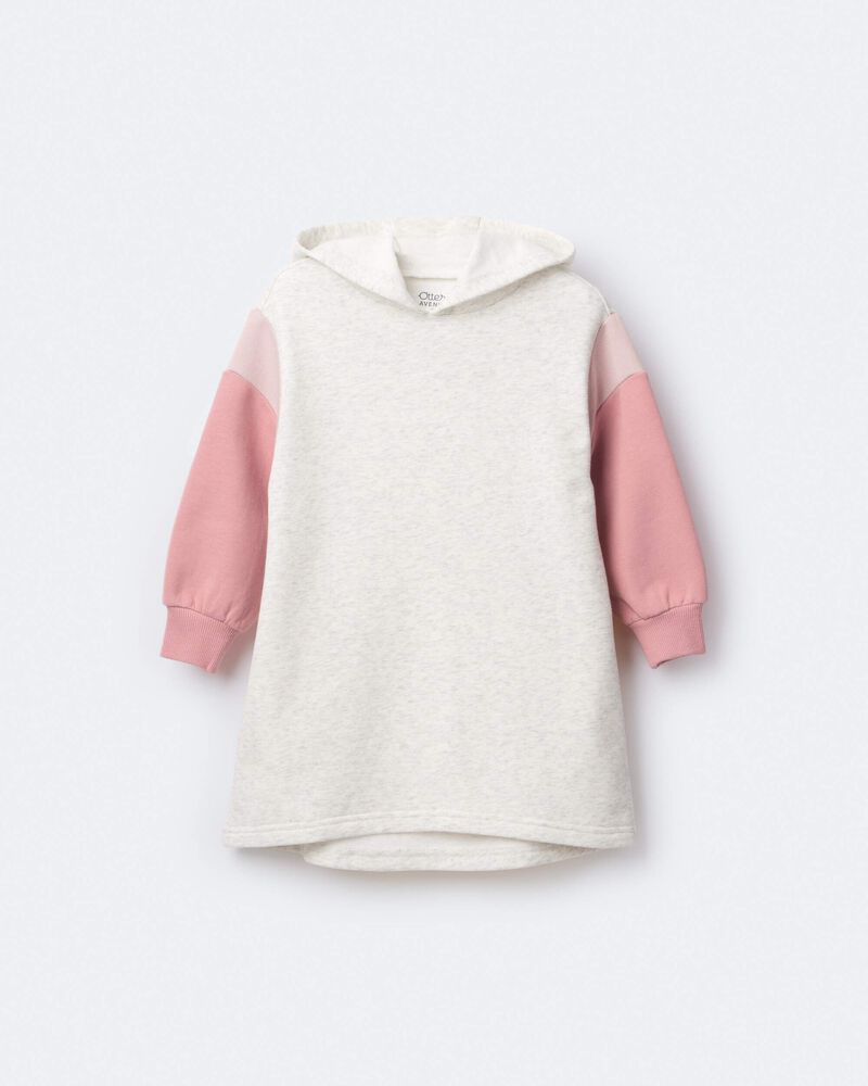 Toddler Girl Colorblock Long-Sleeve Hooded Sweatshirt Dress - Light Heather Grey, image 2 of 7 slides