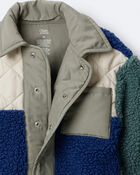 Toddler Boy Colorblock Sherpa Jacket - Blue/Cream, image 7 of 7 slides