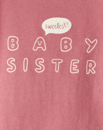 Baby Girl Sweetest Baby Sister Cotton Long-Sleeve Graphic Bodysuit - Pink, 