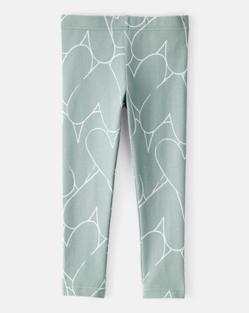 Toddler Girl Cotton Heart Stretch Leggings - Green, 