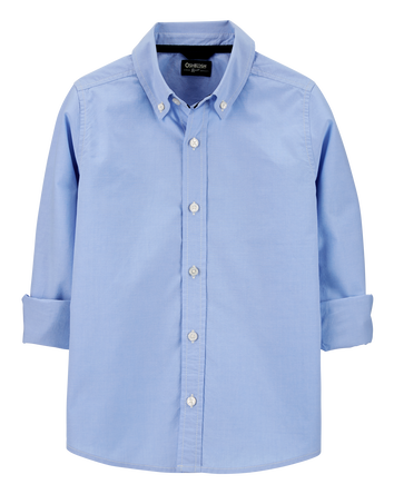 Boys Uniform Button-Front Shirt - Blue, 