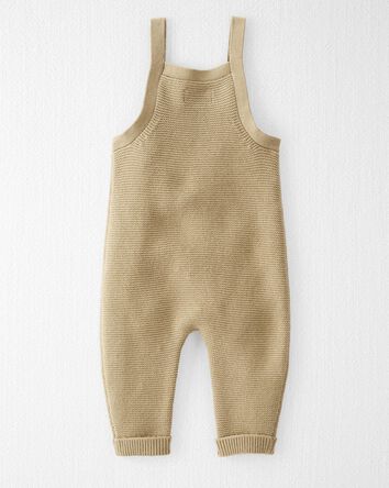 Baby Organic Cotton Sweater Knit Overalls in Khaki, 