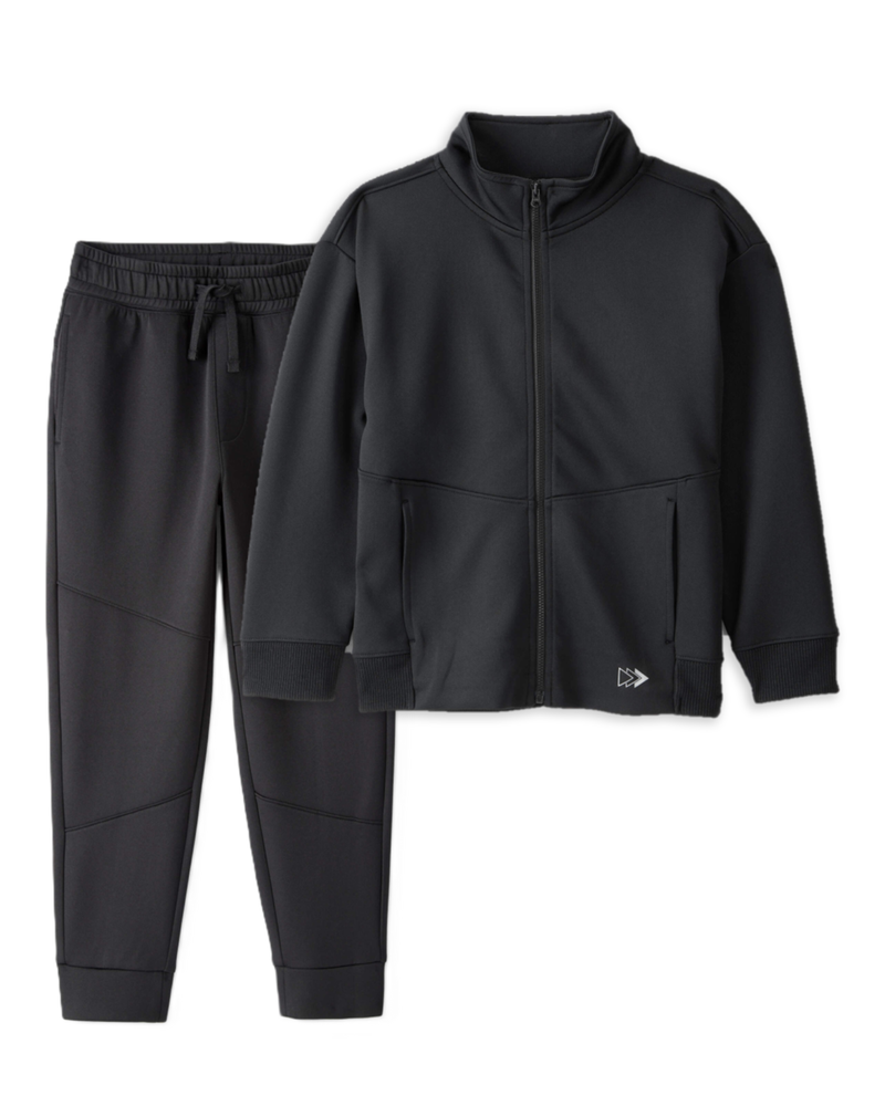 Boys 2-Piece Zip-Up Jacket & Joggers Set - Black, image 1 of 6 slides