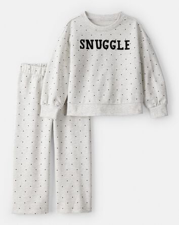 Toddler Girl Snuggle French Terry Pullover & Pant Set - Grey, 