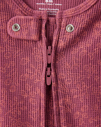 Baby Girl Floral Print Cotton Long-Sleeve 2-Way Zip Sleep & Play Pajamas - Pink, 