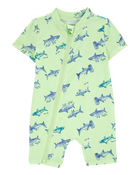 Baby Boy 1-Piece Shark Rashguard - Green, image 1 of 3 slides
