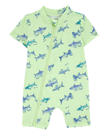 Baby Boy 1-Piece Shark Rashguard - Green, 