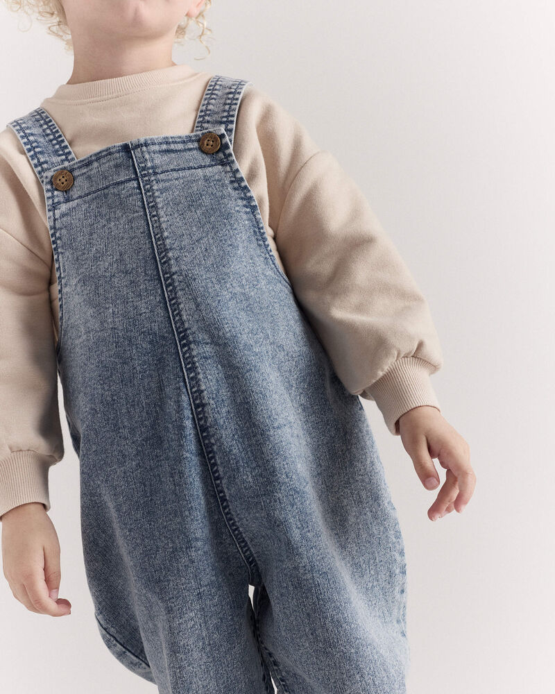 Toddler Avenue Wash Denim Overalls - Blue, image 3 of 7 slides