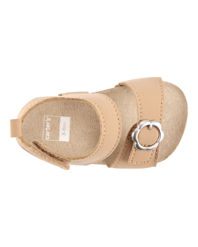 Baby Floral Buckle Faux Cork Sandals - Brown, image 4 of 6 slides