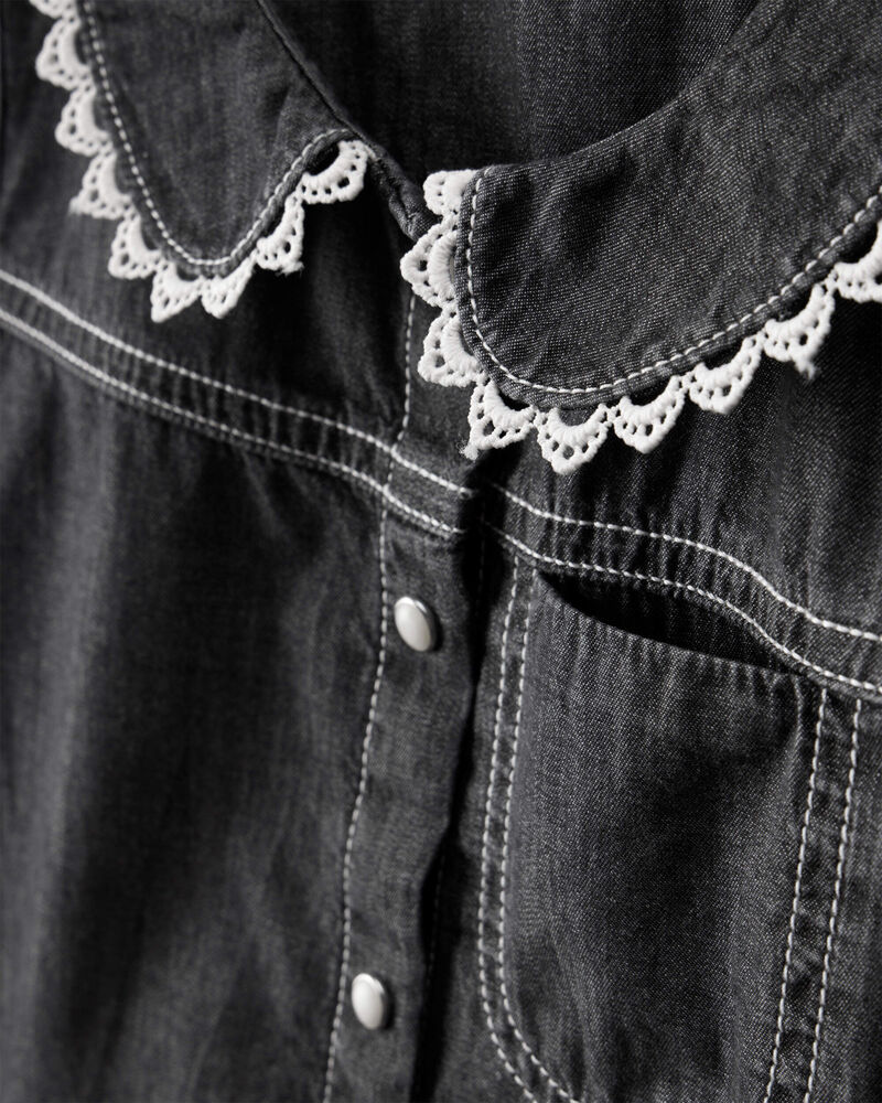 Baby Girl Western Denim Long-Sleeve Top - Black, image 2 of 4 slides