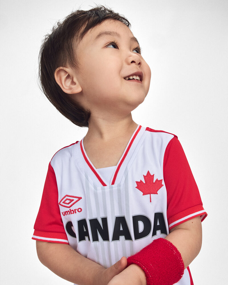 Kids 2-Piece Umbro Canada Soccer Jersey & Short Set - Red/White/Black, image 11 of 14 slides