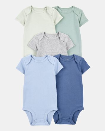 Baby Boy 5-Pack Solid Short-Sleeve Cotton Bodysuits, 