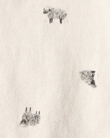 Baby Boy Sheep Print Cotton Long-Sleeve Tee & Pant Set - Ivory, 