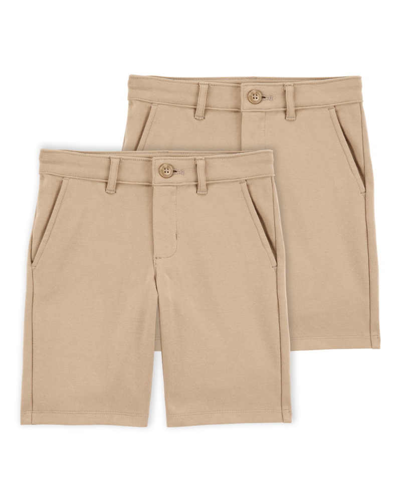Kid 2-Pack Ponte Knit Uniform Pants - Khaki, image 1 of 4 slides