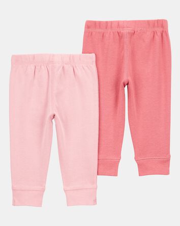Baby Girl 2-Pack Pull-On Pants - Pink, 