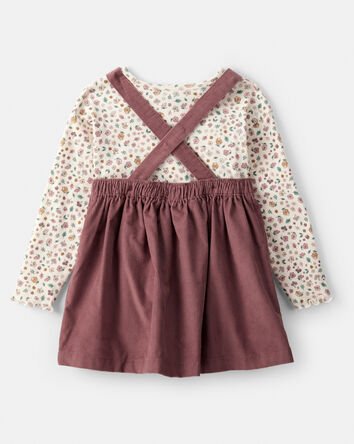 Toddler Girl 2-Piece Floral Corduroy Jumper - Brown, 