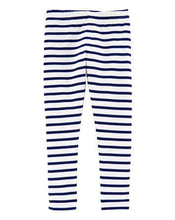 Girls Striped Cotton Stretch Leggings, 