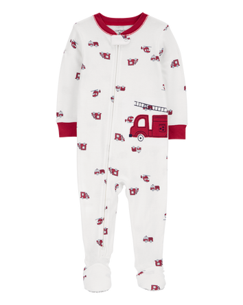 Baby 1-Piece Firetruck 100% Snug Fit Cotton Footie Pajamas, 