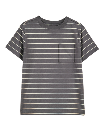 Kid Striped Short-Sleeve Pocket Tee - Grey, 