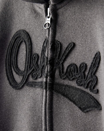 Baby Boy Fleece Hooded Zip-Up Jacket - Black, 