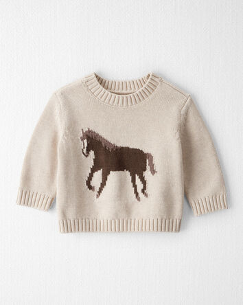 Baby Organic Cotton Horse Sweater Knit, 