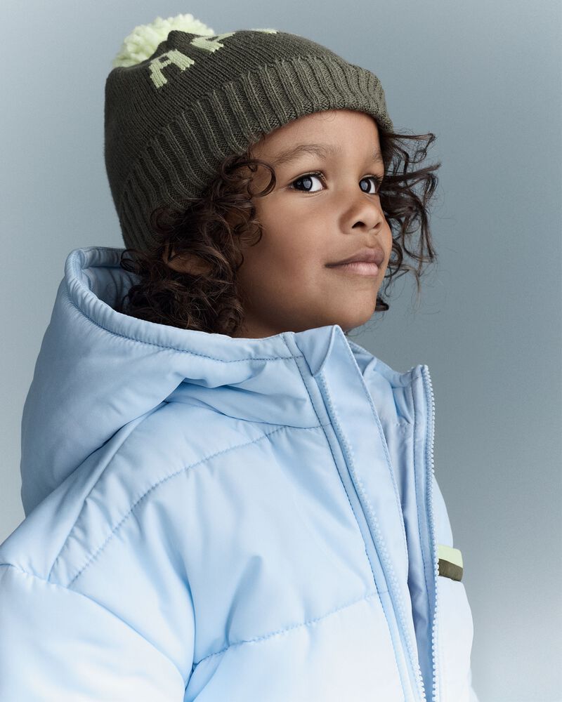 Toddler Boy Zip-Up Hooded Puffer - Light Blue, image 3 of 7 slides