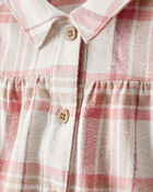 Baby Girl 2-Piece Plaid Cotton Long-Sleeve Dress Set - Pink/White, image 2 of 6 slides