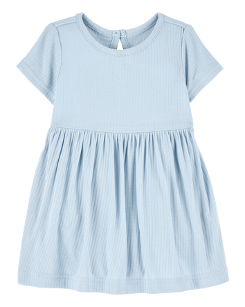 Baby Girl Solid PurelySoft Bodysuit Dress -Blue, 