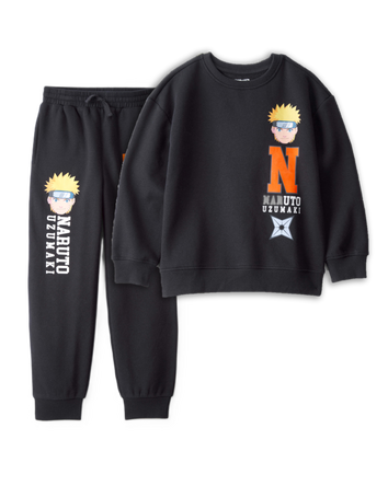 Boys 2-Piece Naruto Anime Pullover Sweatshirt & Joggers Set - Black, 