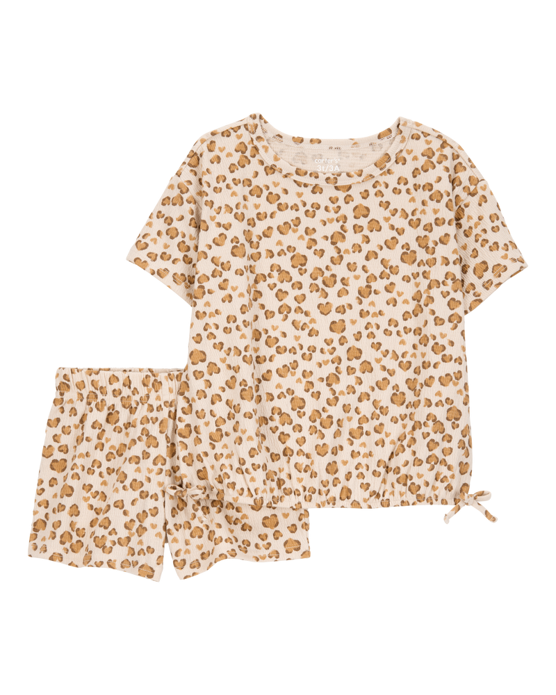 Toddler 2-Piece Leopard Print Short Set - Brown, image 1 of 3 slides